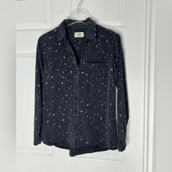 Marine Layer Stars Moon Print Button Down Shirt top Sz S - Picture 4 of 6